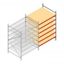 Grootvakstelling AR 2500x1610x1200 mm (hxbxd) 6 niveaus verzinkt aanbouwsectie met voorgemonteerde frames