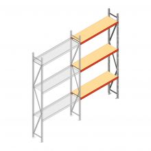 Grootvakstelling AR 3000x1850x400 mm (hxbxd) 3 niveaus verzinkt aanbouwsectie met voorgemonteerde frames