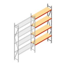 Grootvakstelling AR 3000x1850x500 mm (hxbxd) 4 niveaus verzinkt aanbouwsectie met voorgemonteerde frames