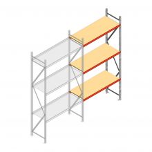 Grootvakstelling AR 3000x1850x600 mm (hxbxd) 3 niveaus verzinkt aanbouwsectie met voorgemonteerde frames