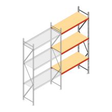 Grootvakstelling AR 3000x1610x600 mm (hxbxd) 3 niveaus verzinkt aanbouwsectie met voorgemonteerde frames