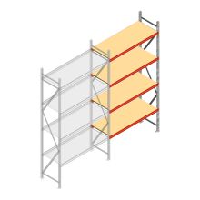 Grootvakstelling AR 3000x1610x600 mm (hxbxd) 4 niveaus verzinkt aanbouwsectie met voorgemonteerde frames