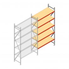 Grootvakstelling AR 3000x1850x600 mm (hxbxd) 5 niveaus verzinkt aanbouwsectie met voorgemonteerde frames