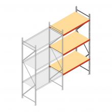 Grootvakstelling AR 3000x1850x900 mm (hxbxd) 3 niveaus verzinkt aanbouwsectie met voorgemonteerde frames