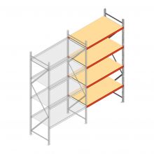 Grootvakstelling AR 3000x1850x900 mm (hxbxd) 4 niveaus verzinkt aanbouwsectie met voorgemonteerde frames