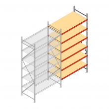 Grootvakstelling AR 3000x1850x800 mm (hxbxd) 6 niveaus verzinkt aanbouwsectie met voorgemonteerde frames