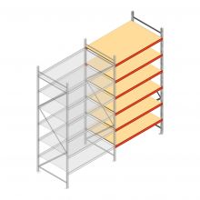 Grootvakstelling AR 3000x1850x1000 mm (hxbxd) 6 niveaus verzinkt aanbouwsectie met voorgemonteerde frames