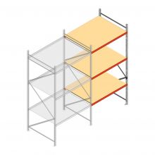Grootvakstelling AR 3000x1850x1200 mm (hxbxd) 3 niveaus verzinkt aanbouwsectie met voorgemonteerde frames
