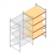 Grootvakstelling AR 3000x1850x1200 mm (hxbxd) 4 niveaus verzinkt aanbouwsectie met voorgemonteerde frames