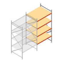 Grootvakstelling AR 3000x1610x1200 mm (hxbxd) 4 niveaus verzinkt aanbouwsectie met voorgemonteerde frames