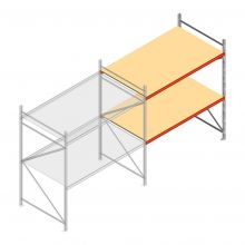 Grootvakstelling AR 2000x2250x1200 mm (hxbxd) 2 niveaus verzinkt aanbouwsectie met voorgemonteerde frames