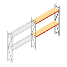 Grootvakstelling AR 2500x2250x500 mm (hxbxd) 2 niveaus verzinkt aanbouwsectie met voorgemonteerde frames