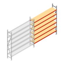 Grootvakstelling AR 2500x2250x400 mm (hxbxd) 6 niveaus verzinkt aanbouwsectie met voorgemonteerde frames