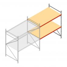 Grootvakstelling AR 2500x2250x1200 mm (hxbxd) 2 niveaus verzinkt aanbouwsectie met voorgemonteerde frames