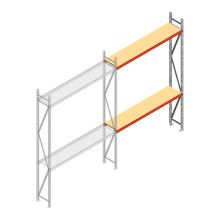 Grootvakstelling AR 3000x2010x500 mm (hxbxd) 2 niveaus verzinkt aanbouwsectie met voorgemonteerde frames