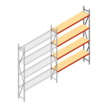 Grootvakstelling AR 3000x2010x500 mm (hxbxd) 4 niveaus verzinkt aanbouwsectie met voorgemonteerde frames