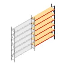 Grootvakstelling AR 3000x2010x500 mm (hxbxd) 6 niveaus verzinkt aanbouwsectie met voorgemonteerde frames