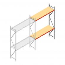 Grootvakstelling AR 3000x2010x600 mm (hxbxd) 2 niveaus verzinkt aanbouwsectie met voorgemonteerde frames