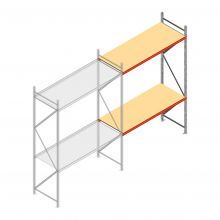 Grootvakstelling AR 3000x2010x800 mm (hxbxd) 2 niveaus verzinkt aanbouwsectie met voorgemonteerde frames