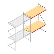 Grootvakstelling AR 3000x2250x1000 mm (hxbxd) 2 niveaus verzinkt aanbouwsectie met voorgemonteerde frames