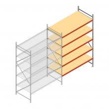 Grootvakstelling AR 3000x2010x1000 mm (hxbxd) 5 niveaus verzinkt aanbouwsectie met voorgemonteerde frames