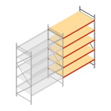 Grootvakstelling AR 3000x2250x1000 mm (hxbxd) 5 niveaus verzinkt aanbouwsectie met voorgemonteerde frames
