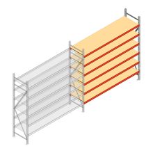 Grootvakstelling AR 2250x2250x600 mm (hxbxd) 6 niveaus verzinkt aanbouwsectie met voorgemonteerde frames