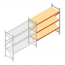 Grootvakstelling AR 2250x2700x800 mm (hxbxd) 3 niveaus verzinkt aanbouwsectie met voorgemonteerde frames