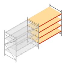 Grootvakstelling AR 2250x2700x1200 mm (hxbxd) 4 niveaus verzinkt aanbouwsectie met voorgemonteerde frames