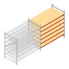 Grootvakstelling AR 2250x2700x1200 mm (hxbxd) 6 niveaus verzinkt aanbouwsectie met voorgemonteerde frames