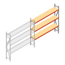 Grootvakstelling AR 2500x2700x400 mm (hxbxd) 3 niveaus verzinkt aanbouwsectie met voorgemonteerde frames
