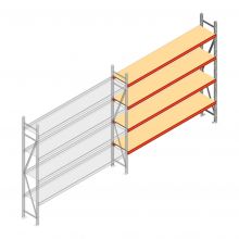 Grootvakstelling AR 2500x2700x500 mm (hxbxd) 4 niveaus verzinkt aanbouwsectie