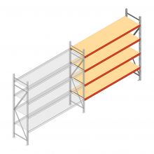 Grootvakstelling AR 2500x2700x600 mm (hxbxd) 4 niveaus verzinkt aanbouwsectie