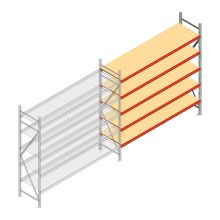 Grootvakstelling AR 2500x2700x600 mm (hxbxd) 5 niveaus verzinkt aanbouwsectie met voorgemonteerde frames