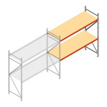 Grootvakstelling AR 2500x2700x900 mm (hxbxd) 2 niveaus verzinkt aanbouwsectie met voorgemonteerde frames