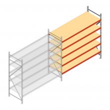 Grootvakstelling AR 2500x2700x800 mm (hxbxd) 5 niveaus verzinkt aanbouwsectie met voorgemonteerde frames
