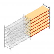 Grootvakstelling AR 2500x2700x800 mm (hxbxd) 6 niveaus verzinkt aanbouwsectie met voorgemonteerde frames