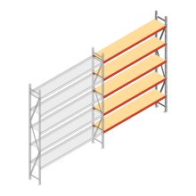 Grootvakstelling AR 3000x2700x400 mm (hxbxd) 5 niveaus verzinkt aanbouwsectie met voorgemonteerde frames
