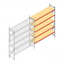 Grootvakstelling AR 3000x2700x600 mm (hxbxd) 5 niveaus verzinkt aanbouwsectie met voorgemonteerde frames