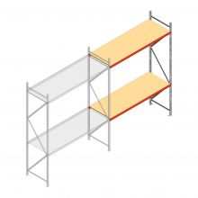 Grootvakstelling AR 3000x2700x800 mm (hxbxd) 2 niveaus verzinkt aanbouwsectie met voorgemonteerde frames