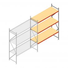 Grootvakstelling AR 3000x2700x800 mm (hxbxd) 3 niveaus verzinkt aanbouwsectie met voorgemonteerde frames