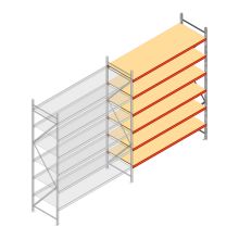 Grootvakstelling AR 3000x2700x900 mm (hxbxd) 6 niveaus verzinkt aanbouwsectie met voorgemonteerde frames
