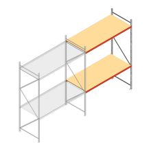 Grootvakstelling AR 3000x2700x1000 mm (hxbxd) 2 niveaus verzinkt aanbouwsectie met voorgemonteerde frames