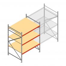 Grootvakstelling AR 2250x1610x1200 mm (hxbxd) 3 niveaus verzinkt beginsectie met voorgemonteerde frames