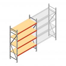Grootvakstelling AR 2500x1850x600 mm (hxbxd) 4 niveaus verzinkt beginsectie met voorgemonteerde frames