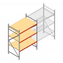 Grootvakstelling AR 2500x1850x1000 mm (hxbxd) 3 niveaus verzinkt beginsectie met voorgemonteerde frames