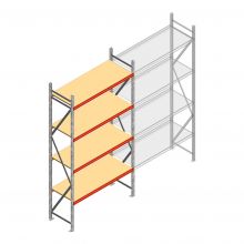 Grootvakstelling AR 3000x1610x600 mm (hxbxd) 4 niveaus verzinkt beginsectie met voorgemonteerde frames