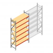 Grootvakstelling AR 3000x1610x600 mm (hxbxd) 6 niveaus verzinkt beginsectie met voorgemonteerde frames