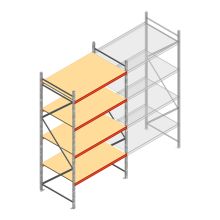 Grootvakstelling AR 3000x1610x1000 mm (hxbxd) 4 niveaus verzinkt beginsectie