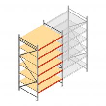 Grootvakstelling AR 3000x1850x1200 mm (hxbxd) 6 niveaus verzinkt beginsectie met voorgemonteerde frames